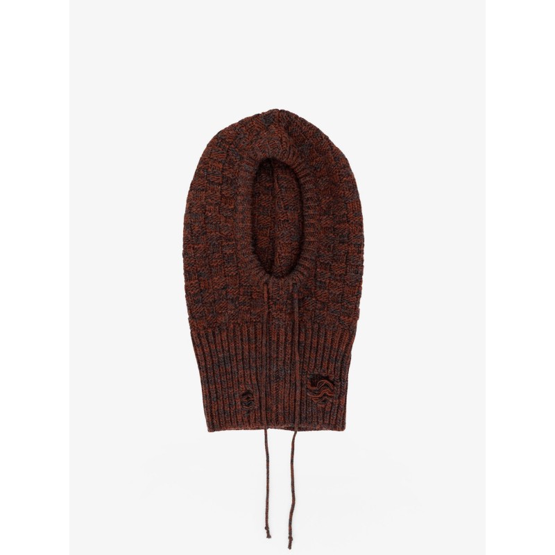 Wool blend balaclava with distressed effect