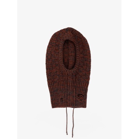 Wool blend balaclava with distressed effect