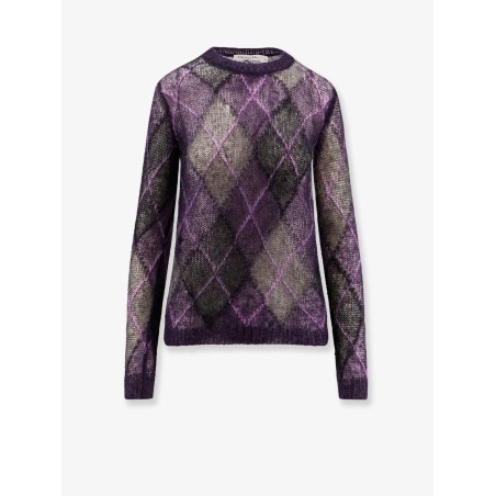 Diamond pattern mohair blend sweater