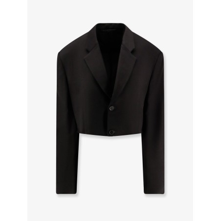 Single breasted cut off viscose and wool blazer
