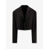 Single breasted cut off viscose and wool blazer