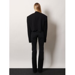 Single breasted cut off viscose and wool blazer