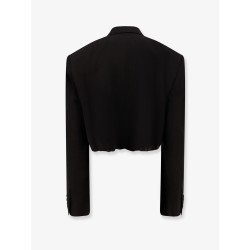 Single breasted cut off viscose and wool blazer