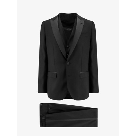 Virgin wool blend tuxedo with gilet and satin profiles