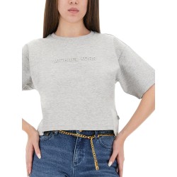 CROPPED T-SHIRT WITH EMBOSSED LOGO