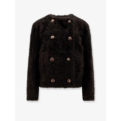 Reversible fuzzy shearling Caban Crop