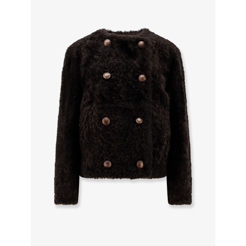 Reversible fuzzy shearling Caban Crop