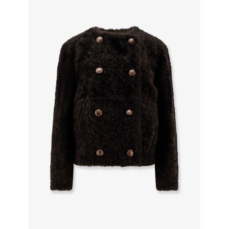 Reversible fuzzy shearling Caban Crop