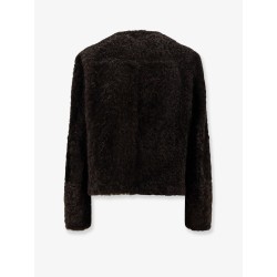 Reversible fuzzy shearling Caban Crop