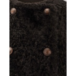 Reversible fuzzy shearling Caban Crop