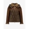 Padded nylon down jacket with leather inserts