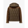Padded nylon down jacket with leather inserts