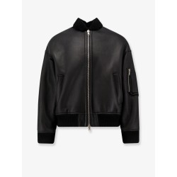 Leather bomber jacket
