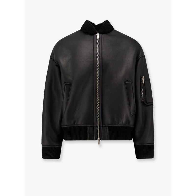 Leather bomber jacket