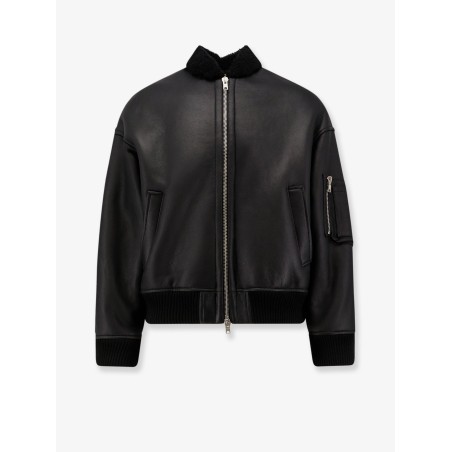 Leather bomber jacket