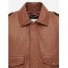 Leather bomber jacket with shearling collar