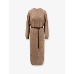 Mohair blend long dress with sequins