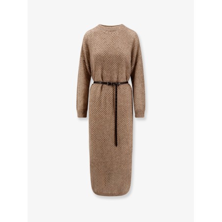Mohair blend long dress with sequins