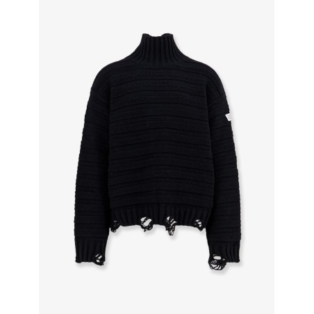 Wool blend sweater with distressed effect