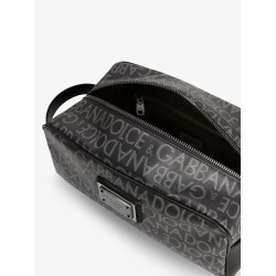 Coated canvas necessaire with all-over logo