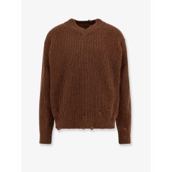 Wool blend sweater with distressed effect