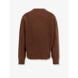 Wool blend sweater with distressed effect
