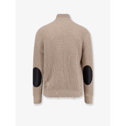 Wool blend cardigan with distressed effect
