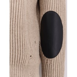 Wool blend cardigan with distressed effect