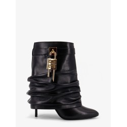 Shark Lock Stiletto leather ankle boots