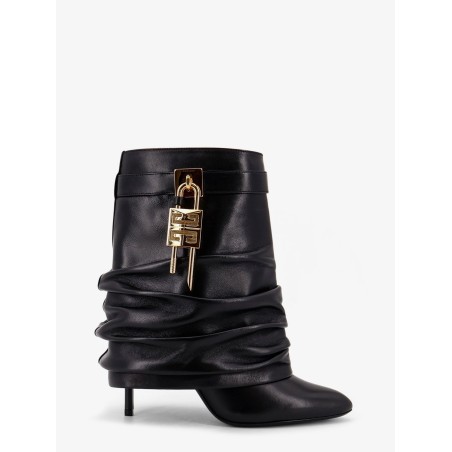 Shark Lock Stiletto leather ankle boots