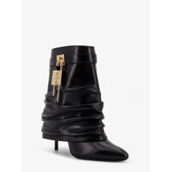 Shark Lock Stiletto leather ankle boots