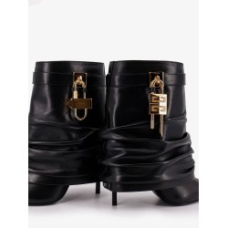 Shark Lock Stiletto leather ankle boots