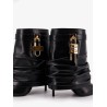 Shark Lock Stiletto leather ankle boots