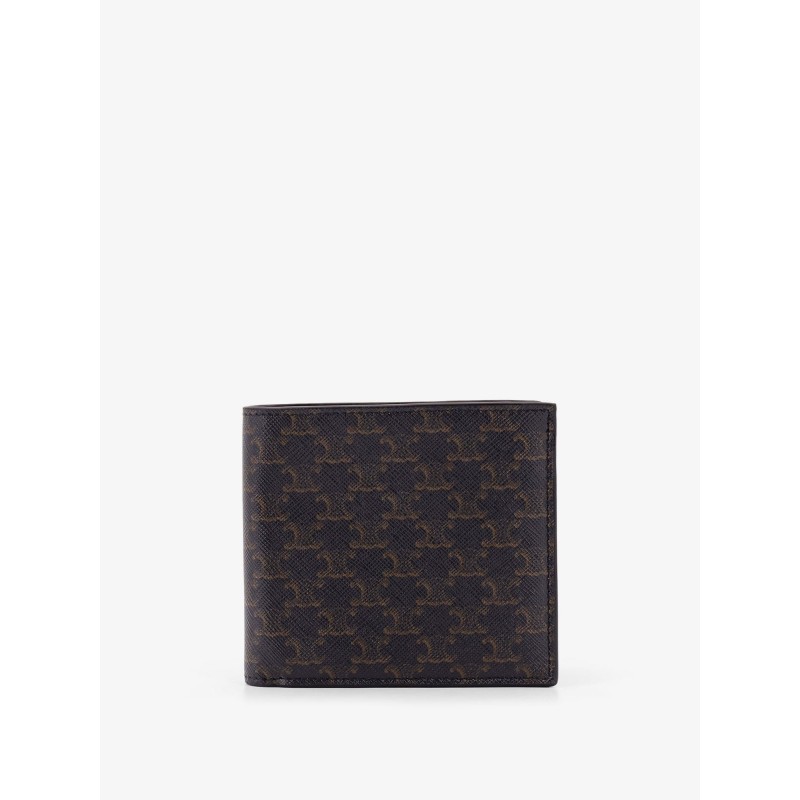 Triomphe coated canvas and leather bifold wallet