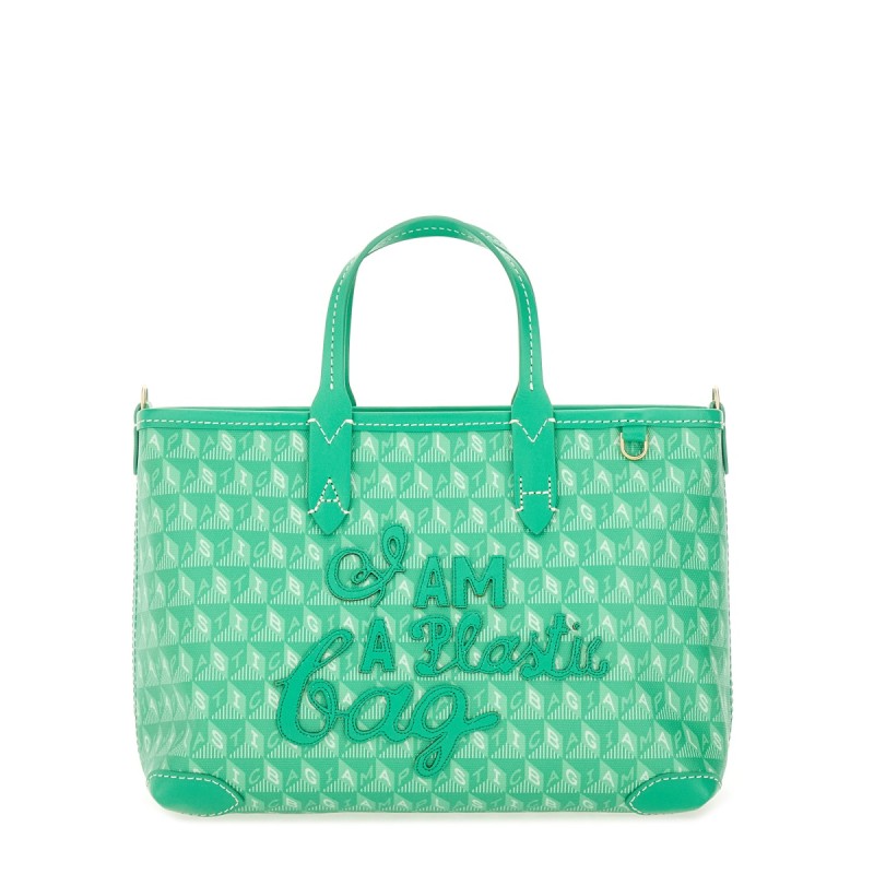XS TOTE BAG WITH "I AM A PLASTIC BAG" PATTERN
