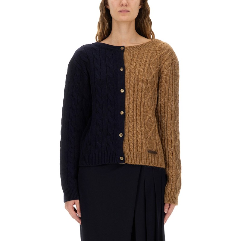 TWO-TONE ALPACA BLEND CARDIGAN