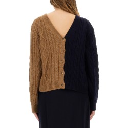 TWO-TONE ALPACA BLEND CARDIGAN