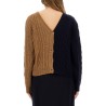 TWO-TONE ALPACA BLEND CARDIGAN