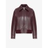 Leather jacket with Intrecciato motif collar