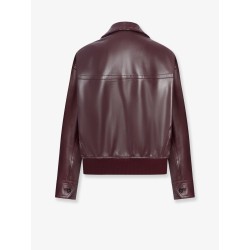 Leather jacket with Intrecciato motif collar
