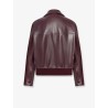 Leather jacket with Intrecciato motif collar