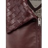 Leather jacket with Intrecciato motif collar