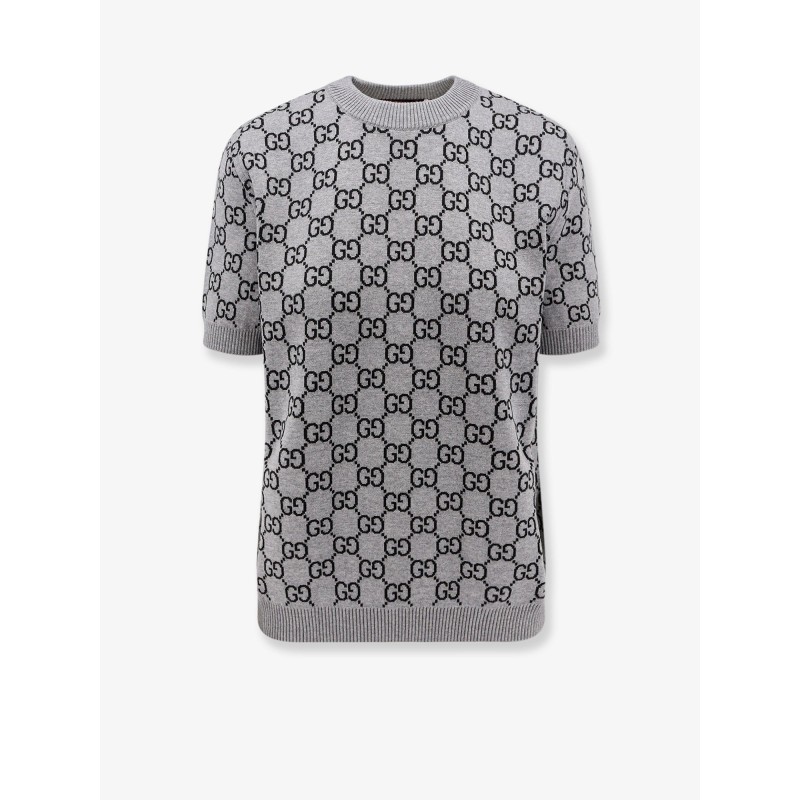 Reversible wool sweater with GG motif