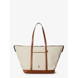 Canvas travel bag with leather profiles