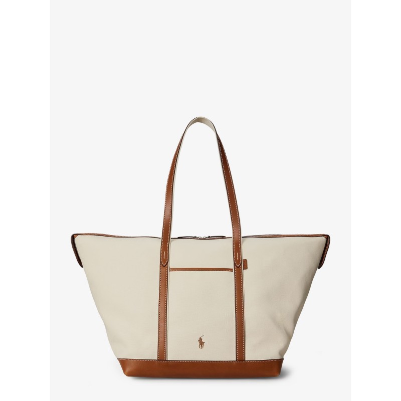 Canvas travel bag with leather profiles