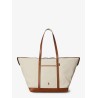Canvas travel bag with leather profiles