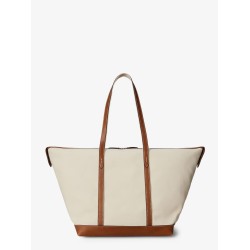 Canvas travel bag with leather profiles