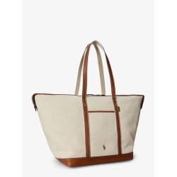 Canvas travel bag with leather profiles