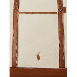Canvas travel bag with leather profiles