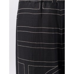 Silk trousers with monogram logo embroidery